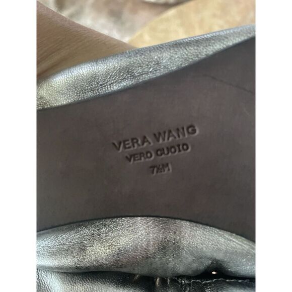 Vera Wang Embellished Silver Leather Peep Toe Ballet Flats 7.5 M Vero Cuoio - Picture 7 of 7